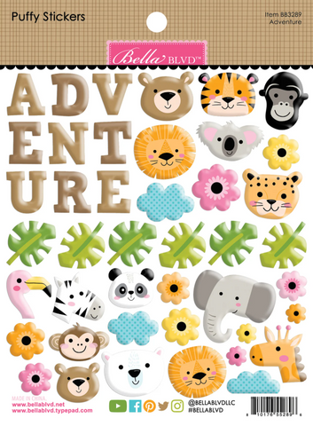 Bella Blvd Puffy Stickers: BB3289 Adventure Zoo Day