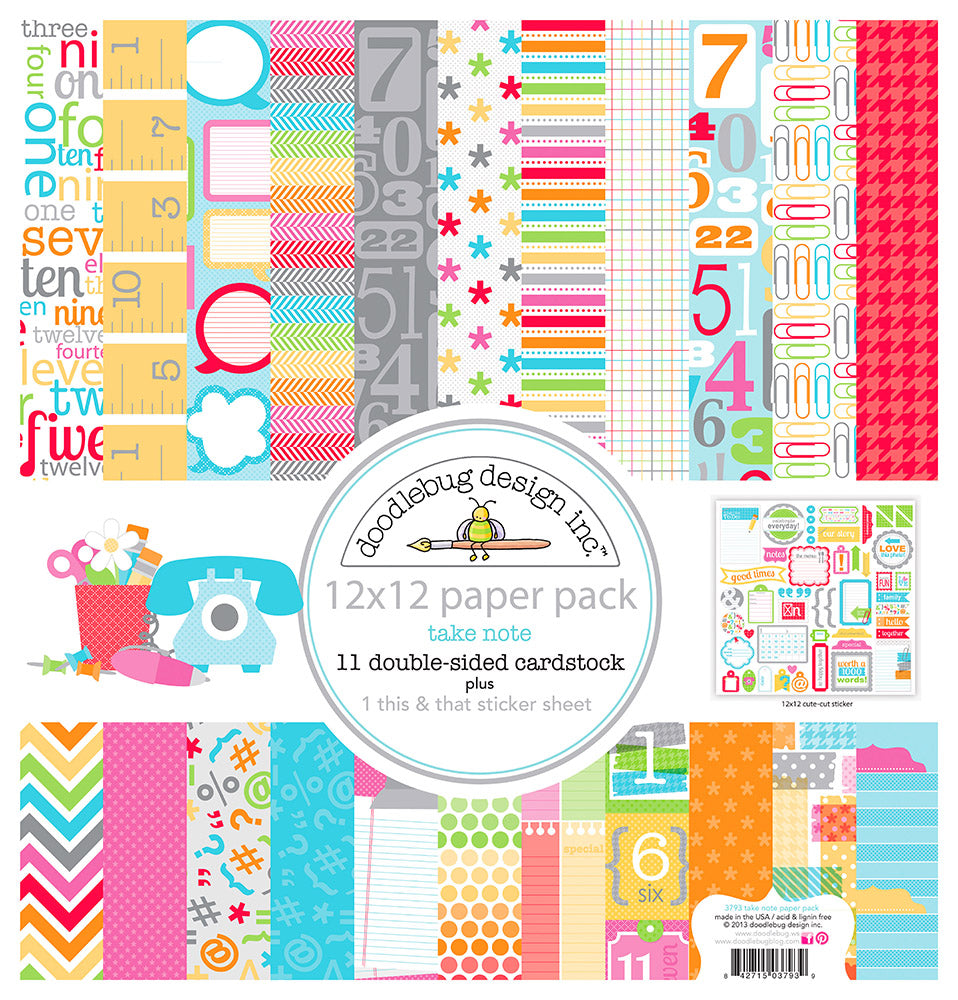 Doodlebug Patterns Doodlebug Pattern Paper Collection: 3793 Take Note – The-Whole-Kit-N ...