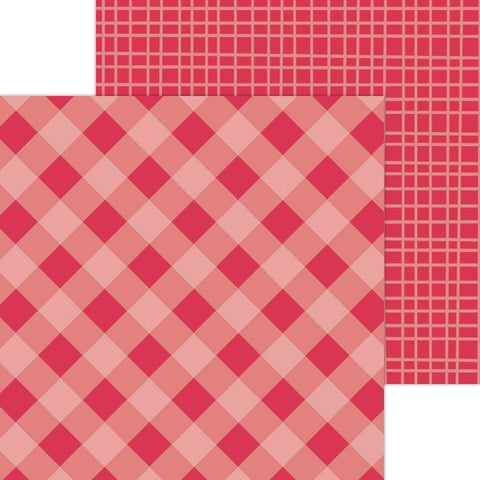 Doodlebug Petite Prints: 5426 Gingham-Linen Ladybug (25-Sheet Pack)