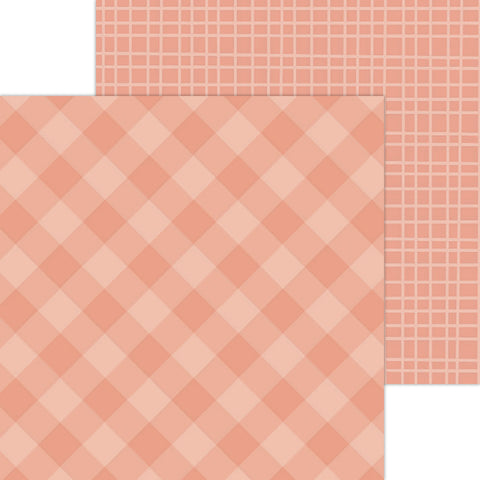 Doodlebug Petite Prints: 5428 Gingham-Linen Coral (25-Sheet Pack)