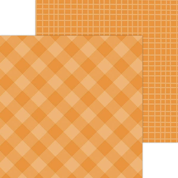 Doodlebug Petite Prints: 5429 Gingham-Linen Mandarin (25-Sheet Pack)