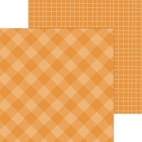 Doodlebug Petite Prints: 5429 Gingham-Linen Mandarin (25-Sheet Pack)
