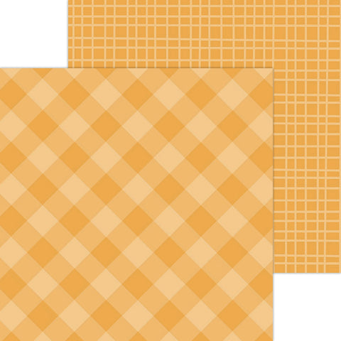 Doodlebug Petite Prints: 5430 Gingham-Linen Tangerine (25-Sheet Pack)