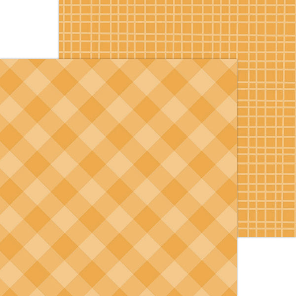 Doodlebug Petite Prints: 5430 Gingham-Linen Tangerine (Single Sheet)