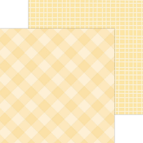 Doodlebug Petite Prints: 5432 Gingham-Linen Lemon (Single Sheet)