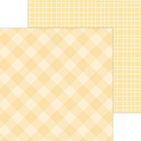 Doodlebug Petite Prints: 5432 Gingham-Linen Lemon (Single Sheet)