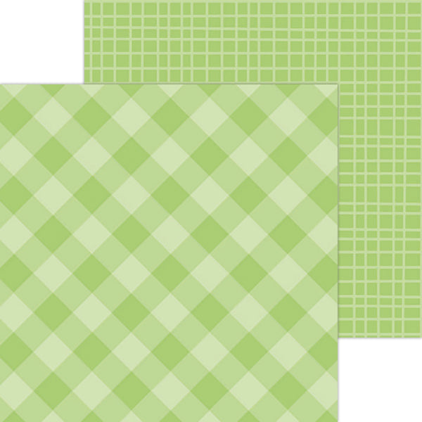 Doodlebug Petite Prints: 5434 Gingham-Linen Limeade (25-Sheet Pack)