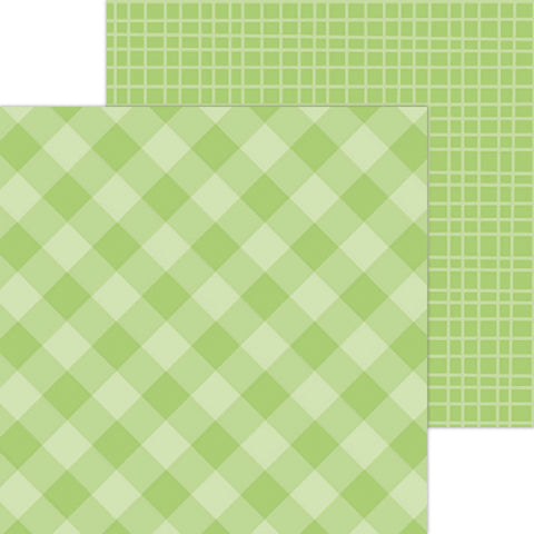 Doodlebug Petite Prints: 5434 Gingham-Linen Limeade (Single Sheet)