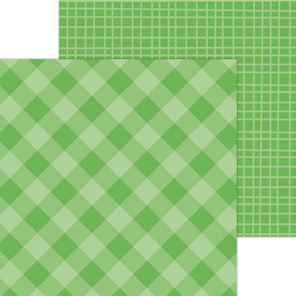 Doodlebug Petite Prints: 5435 Gingham-Linen Grasshopper (25-Sheet Pack)