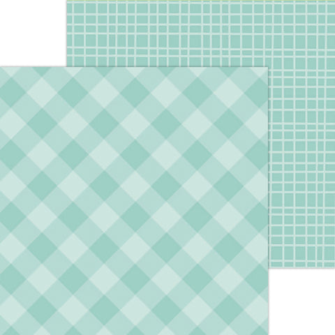 Doodlebug Petite Prints: 5436 Gingham-Linen Pistachio (25-Sheet Pack)
