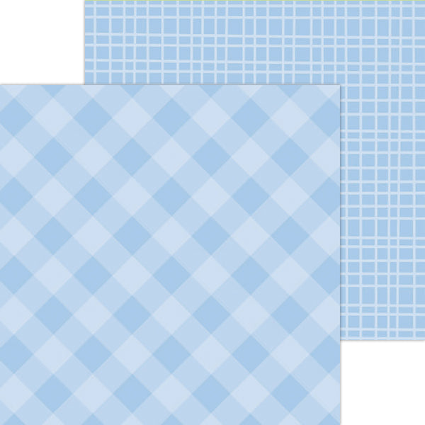 Doodlebug Petite Prints: 5438 Gingham-Linen Bubble Blue (25-Sheet Pack)