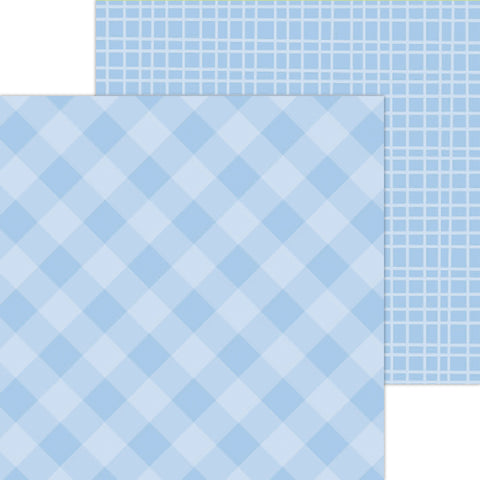 Doodlebug Petite Prints: 5438 Gingham-Linen Bubble Blue (Single Sheet)