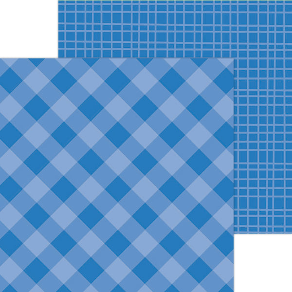 Doodlebug Petite Prints: 5439 Gingham-Linen Blue Jean (Single Sheet)