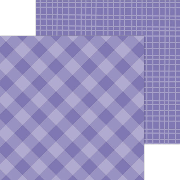 Doodlebug Petite Prints: 5441 Gingham-Linen Lilac (25-Sheet Pack)