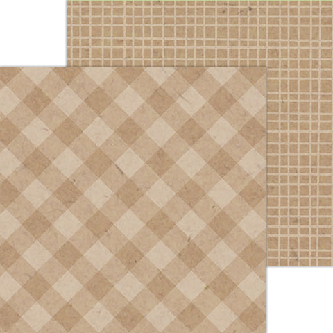 Doodlebug Petite Prints: 5442 Gingham-Linen Kraft (25-Sheet Pack)