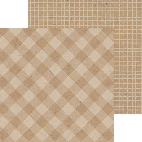 Doodlebug Petite Prints: 5442 Gingham-Linen Kraft (Single Sheet)
