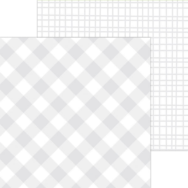 Doodlebug Petite Prints: 5444 Gingham-Linen Lily White (Single Sheet)
