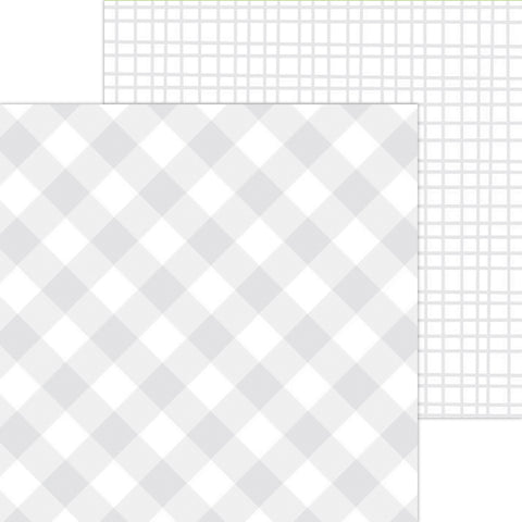 Doodlebug Petite Prints: 5444 Gingham-Linen Lily White (Single Sheet)
