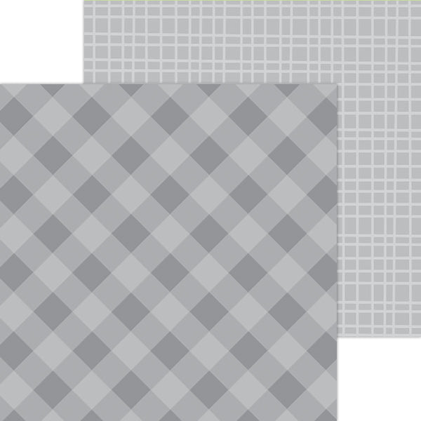 Doodlebug Petite Prints: 5445 Gingham-Linen Stone Gray (Single Sheet)