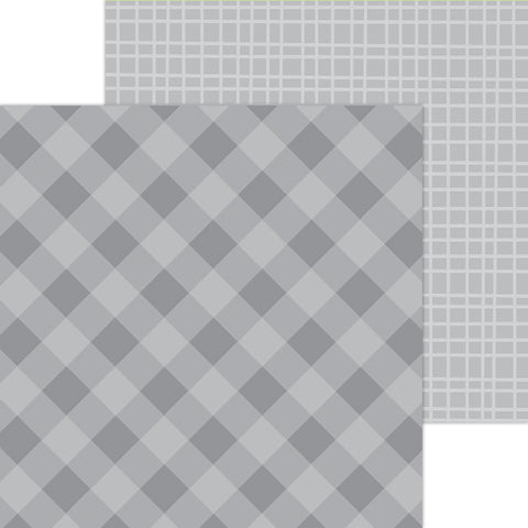 Doodlebug Petite Prints: 5445 Gingham-Linen Stone Gray (Single Sheet)