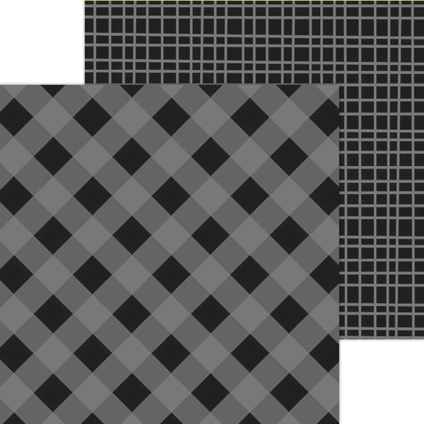 Doodlebug Petite Prints: 5446 Gingham-Linen Beetle Black (25-Sheet Pack)