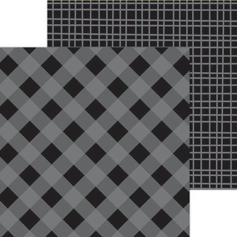 Doodlebug Petite Prints: 5446 Gingham-Linen Beetle Black (Single Sheet)