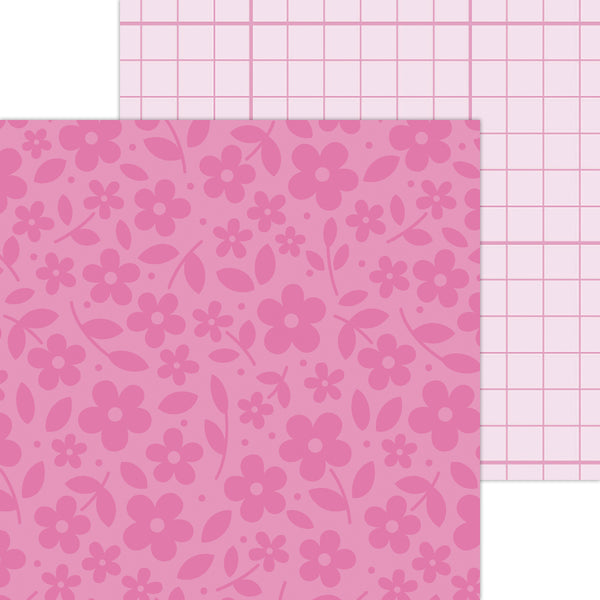 Doodlebug Petite Prints: 6085 Floral-Graph Bubblegum (25-Sheet Pack)