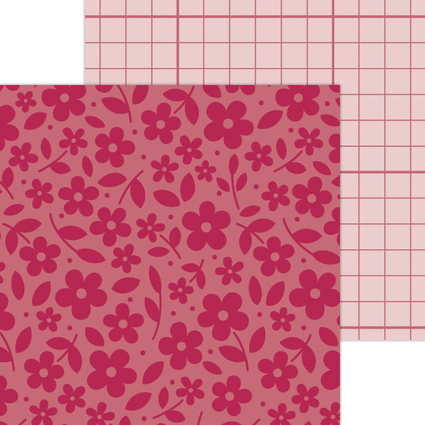 Doodlebug Petite Prints: 6086 Floral-Graph Ruby (25-Sheet Pack)