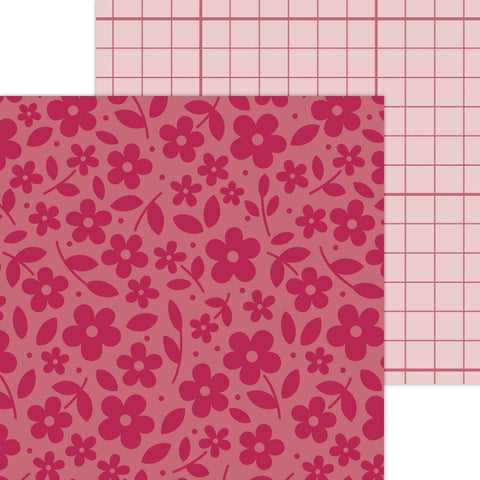 Doodlebug Petite Prints: 6086 Floral-Graph Ruby (25-Sheet Pack)