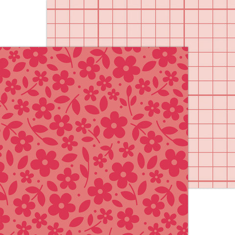 Doodlebug Petite Prints: 6087 Floral-Graph Ladybug (Single Sheet)