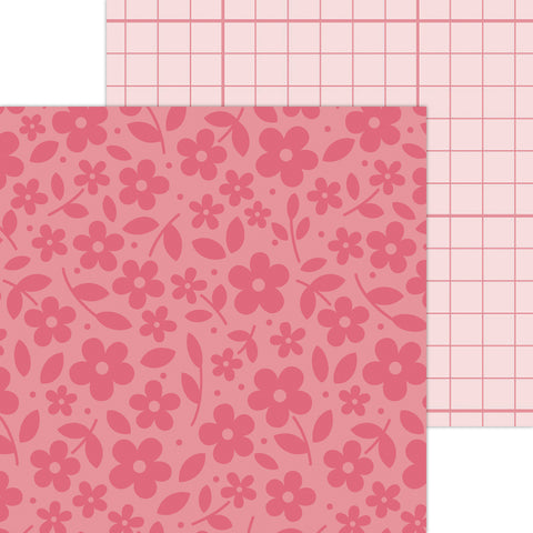 Doodlebug Petite Prints: 6088 Floral-Graph Cherry (25-Sheet Pack)