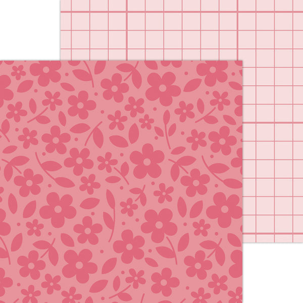 Doodlebug Petite Prints: 6088 Floral-Graph Cherry (Single Sheet)