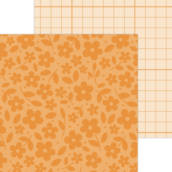 Doodlebug Petite Prints: 6090 Floral-Graph Mandarin (25-Sheet Pack)