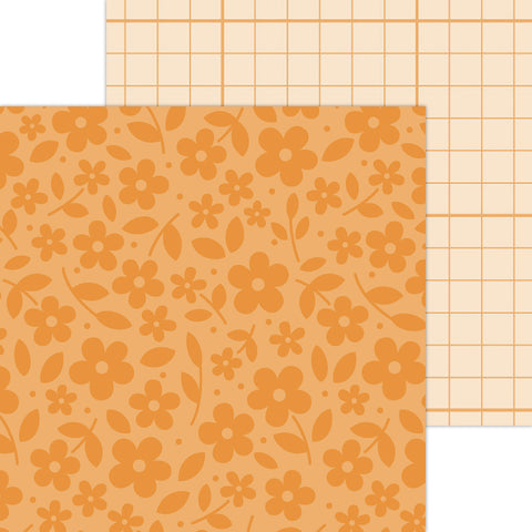 Doodlebug Petite Prints: 6090 Floral-Graph Mandarin (25-Sheet Pack)