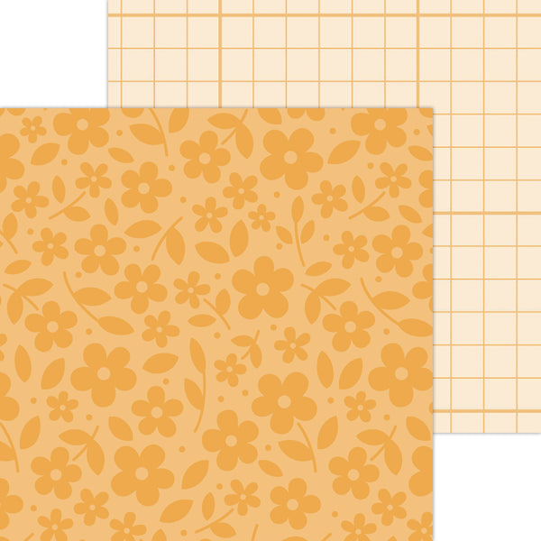 Doodlebug Petite Prints: 6091 Floral-Graph Tangerine (Single Sheet)