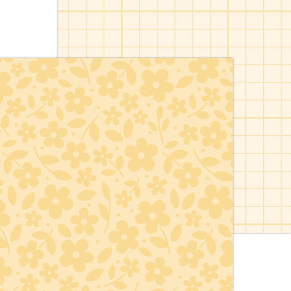 Doodlebug Petite Prints: 6093 Floral-Graph Lemon (Single Sheet)
