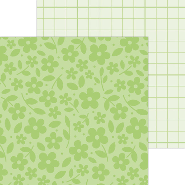 Doodlebug Petite Prints: 6095 Floral-Graph Limeade (Single Sheet)