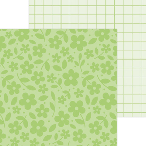 Doodlebug Petite Prints: 6095 Floral-Graph Limeade (Single Sheet)