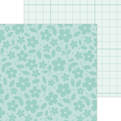 Doodlebug Petite Prints: 6097 Floral-Graph Pistachio (25-Sheet Pack)