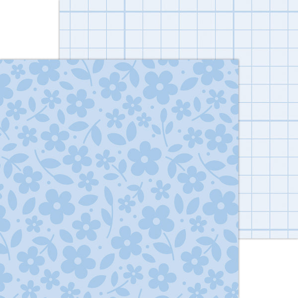 Doodlebug Petite Prints: 6099 Floral-Graph Bubble Blue (25-Sheet Pack)
