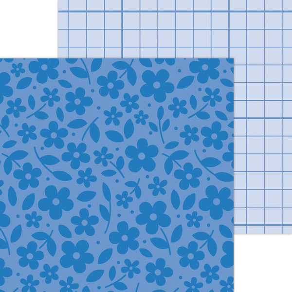 Doodlebug Petite Prints: 6100 Floral-Graph Blue Jean (25-Sheet Pack)
