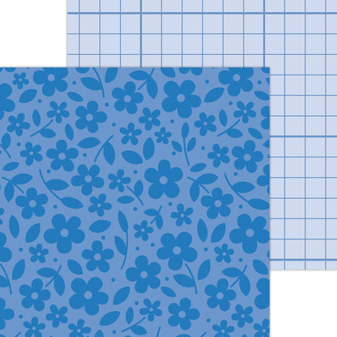 Doodlebug Petite Prints: 6100 Floral-Graph Blue Jean (Single Sheet)