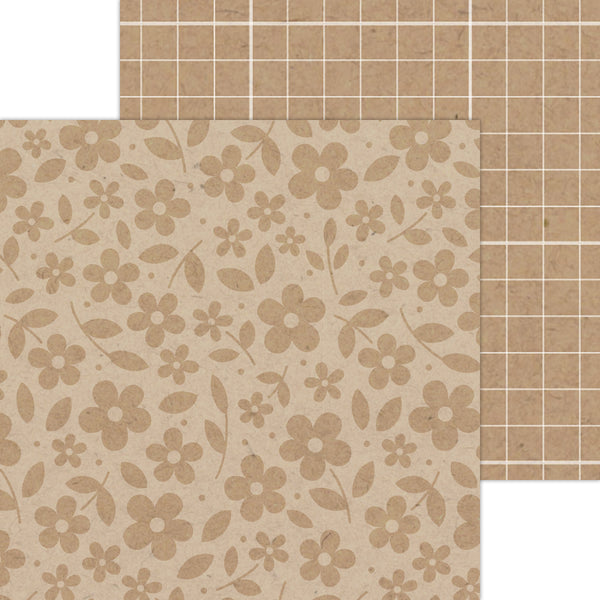 Doodlebug Petite Prints: 6103 Floral-Graph Kraft (Single Sheet)