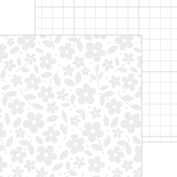 Doodlebug Petite Prints: 6105 Floral-Graph Lily White (25-Sheet Pack)
