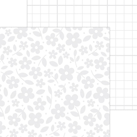 Doodlebug Petite Prints: 6105 Floral-Graph Lily White (Single Sheet)