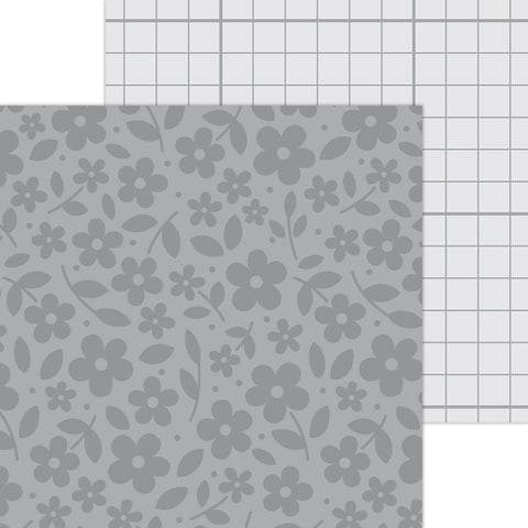 Doodlebug Petite Prints: 6106 Floral-Graph Stone Gray (25-Sheet Pack)