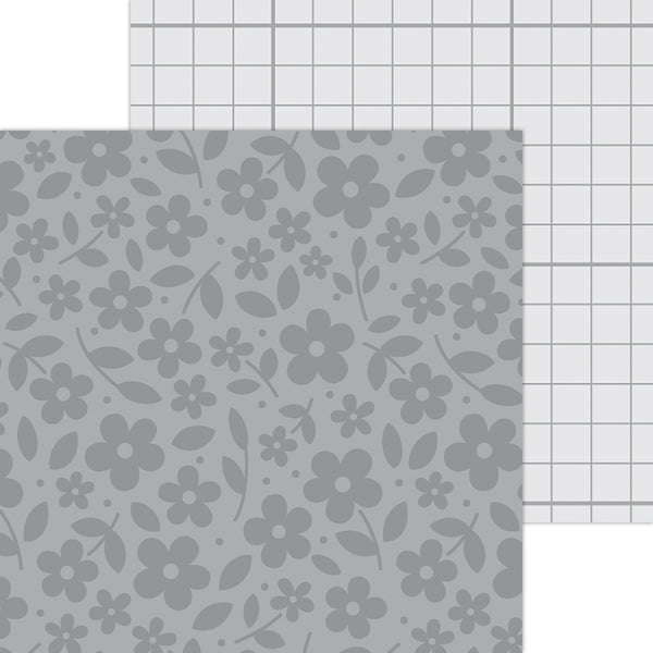 Doodlebug Petite Prints: 6106 Floral-Graph Stone Gray (Single Sheet)