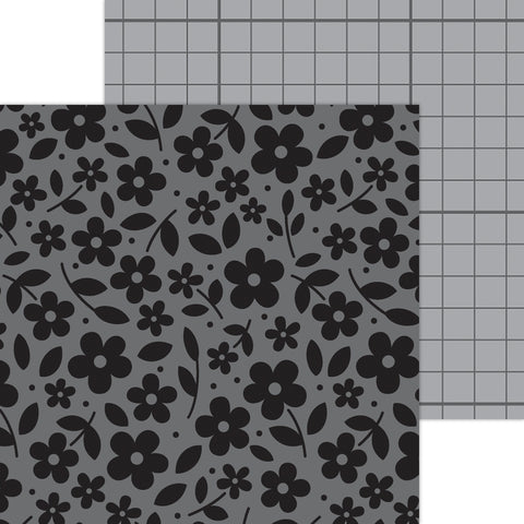 Doodlebug Petite Prints: 6107 Floral-Graph Beetle Black (25-Sheet Pack)
