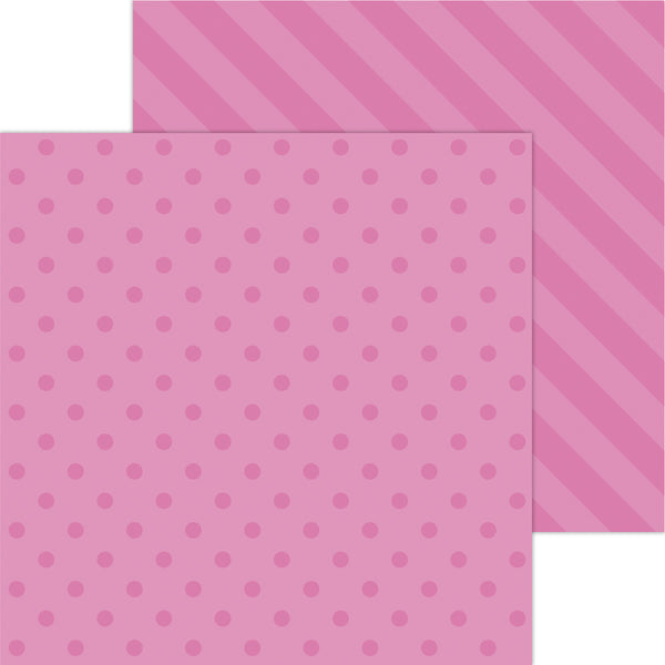 Doodlebug Petite Prints: 6109 Dot-Stripe Bubblegum (25-Sheet Pack)