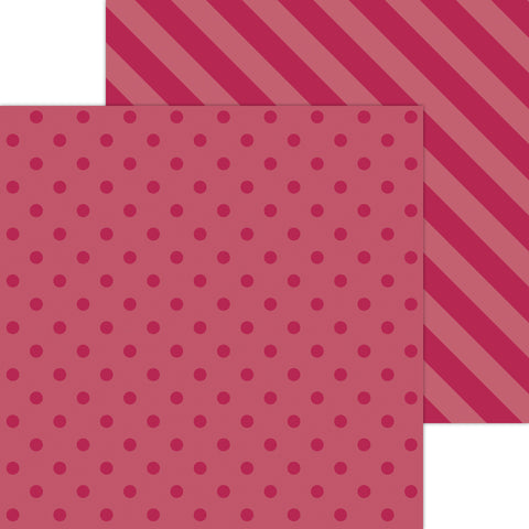 Doodlebug Petite Prints: 6110 Dot-Stripe Ruby (25-Sheet Pack)